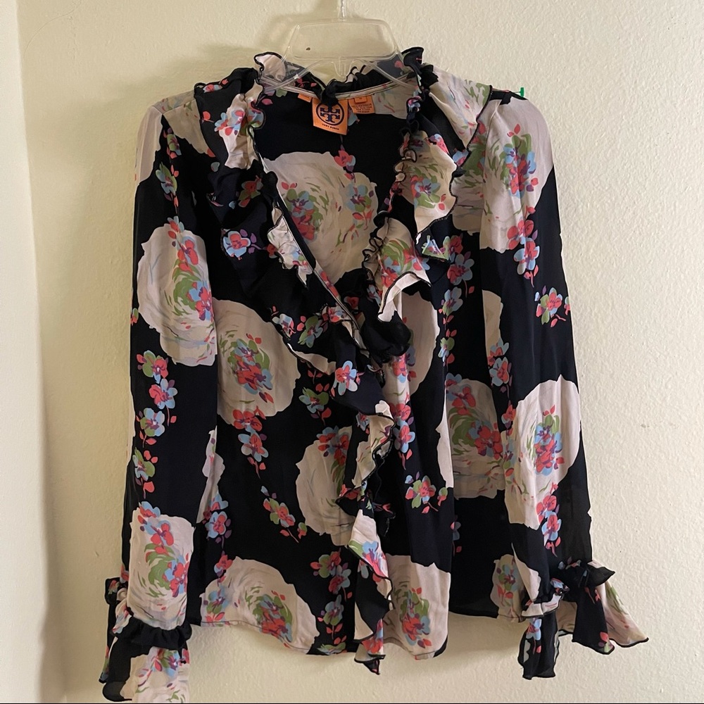 Tory Burch ruffled button up top